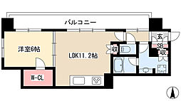 プラウドタワー名古屋伏見 1LDKの間取図画像