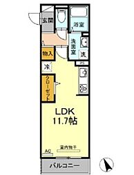 Ｄ−ｒｏｏｍ松葉 3階ワンルームの間取り
