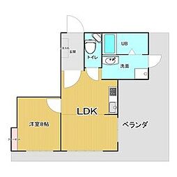 鶴舞アネックス 7階2LDKの間取り