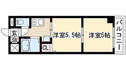 タウンエステート新栄 6階ワンルームの間取り