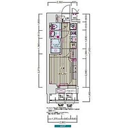 プレサンス名古屋ルクソリア 9階1Kの間取り