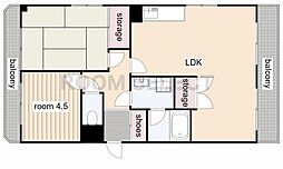 リバーサイド京命 3階2LDKの間取り