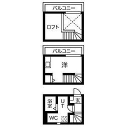 ARMY II 1階ワンルームの間取り