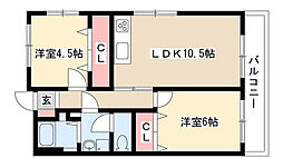 名栄ビル 3階2LDKの間取り
