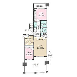 セントラルガーデン・レジデンスA棟 1階2LDKの間取り