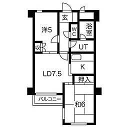 SRKビルディングII 2階2LDKの間取り