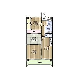 サンシャイン白山 5階3LDKの間取り