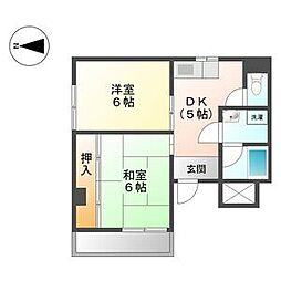 エステイト柴田 2階2DKの間取り