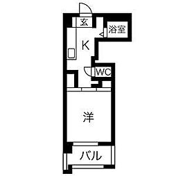 第5七福ビル 5階1Kの間取り
