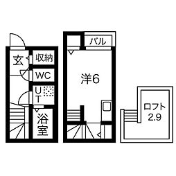 ルークス名古屋 1階1Kの間取り