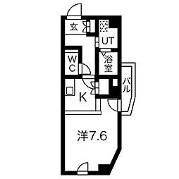 リエス上ノ宮 3階ワンルームの間取り