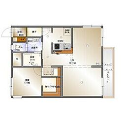 霞ヶ丘ハイツ 1階1LDKの間取り