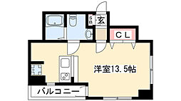 Marche III 8階ワンルームの間取り