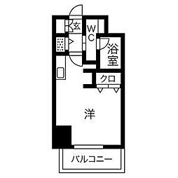 エグゼプレジオ 12階1Kの間取り