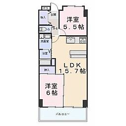 グランドールシャトー 8階2LDKの間取り