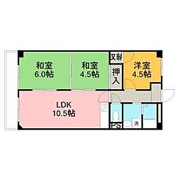 セジュールHIRO 3階3LDKの間取り