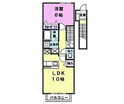 ピュア・トーン 2階1LDKの間取り