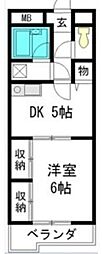 フィープル・一社 1DKの間取図画像