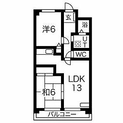 パザパ 1階2LDKの間取り