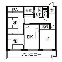 THE TOKUGETU20 2階3DKの間取り