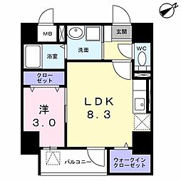 ラ・フュンフ 2階1LDKの間取り