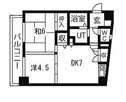 マノアール・泉 4階2DKの間取り