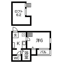 クレアルージュ 1階1Kの間取り