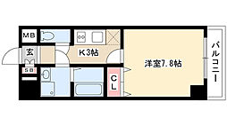 グランツ昭和館 6階1Kの間取り
