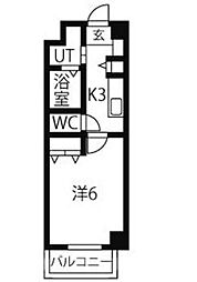 グランイル丹後 4階1Kの間取り
