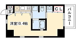 ラ・シュシュ覚王山 8階ワンルームの間取り
