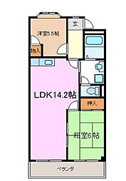 カピラハイツ 2階2LDKの間取り