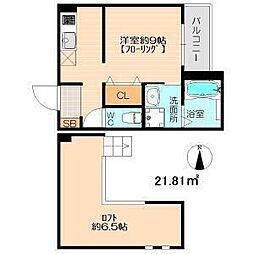 Cherry 1階1Kの間取り