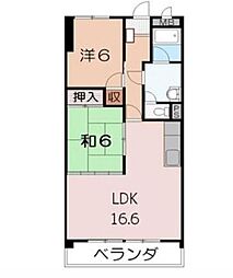 ヴイラージュ歌里 3階2LDKの間取り