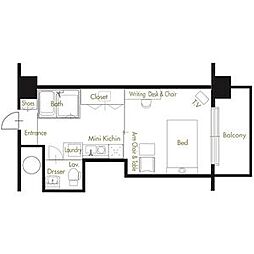 アトリアム吹上 4階1Kの間取り