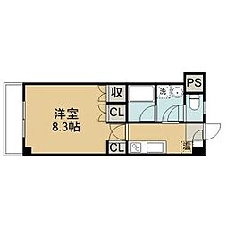 カーサ北山 3階1Kの間取り