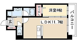 エルミタージュ桜山 4階1LDKの間取り
