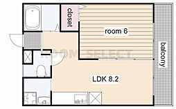 メゾンさかい 2階1LDKの間取り