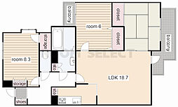 パルナス岳見町 1階3LDKの間取り