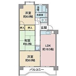 レジデンスオーミ 3LDKの間取図画像