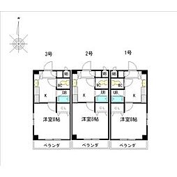 レージュ　ウエスト 3階1Kの間取り