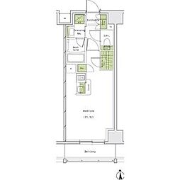 ザ・パークハビオ名古屋松原 6階ワンルームの間取り