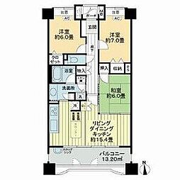 サンパーク名駅スクエア 2階3LDKの間取り