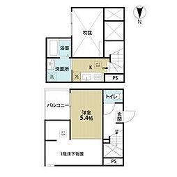 Classe上流(クラッセカミナガレ) 1階ワンルームの間取り