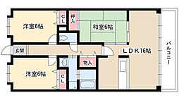 リーフマンション グロリアス 4階3LDKの間取り