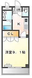 グランディールＵ 2階1Kの間取り