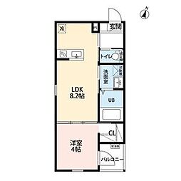 robot　home　近鉄八田 1階1LDKの間取り