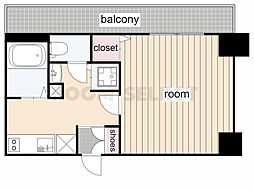 プレミアムコート名古屋金山インテルノ 3階1Kの間取り