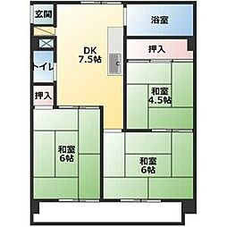 内山ビル 3階3DKの間取り