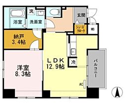 名駅アイサンメゾン 5階1LDKの間取り