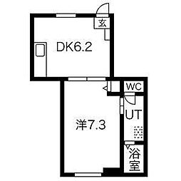 コーポリベルテ池下 3階1DKの間取り